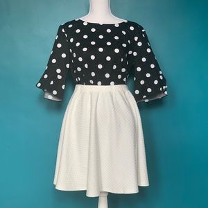 Cream Quilted Skater Skirt